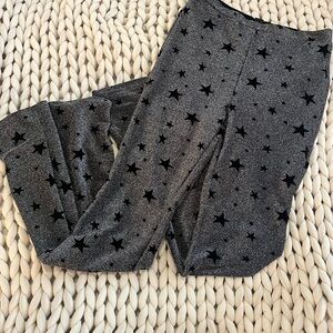 SHEIN Black Star Pattern Gray Black Flare  Pants Size Medium